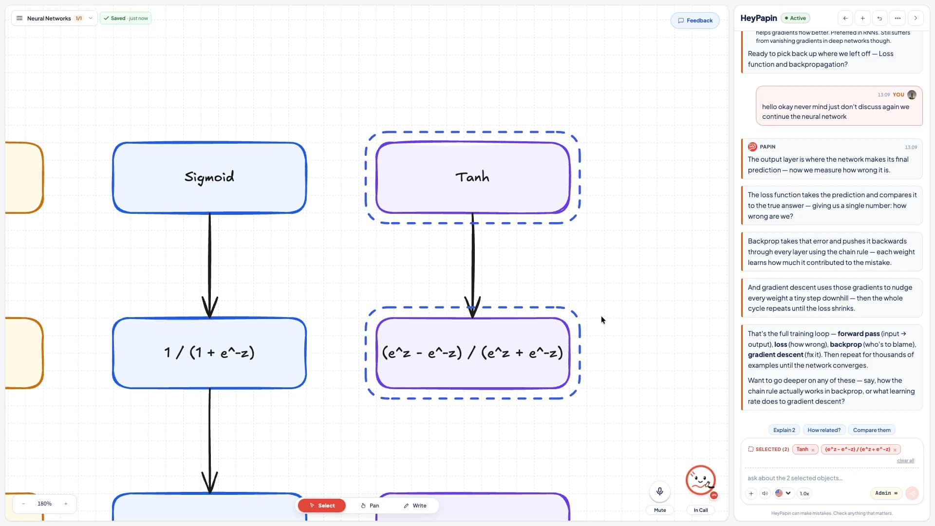 Two boxes selected at once, with Explain 2, How related and Compare them
